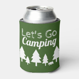 Rustic Forest Green Let's Go Camping Can Cooler