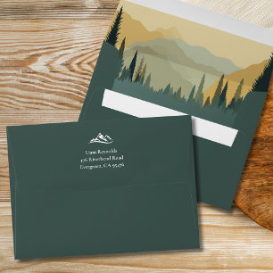 Rustic Forest Green Lined Bachelor Weekend  Envelope