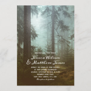 Rustic Forest Green Trees Country Nature Wedding Invitation