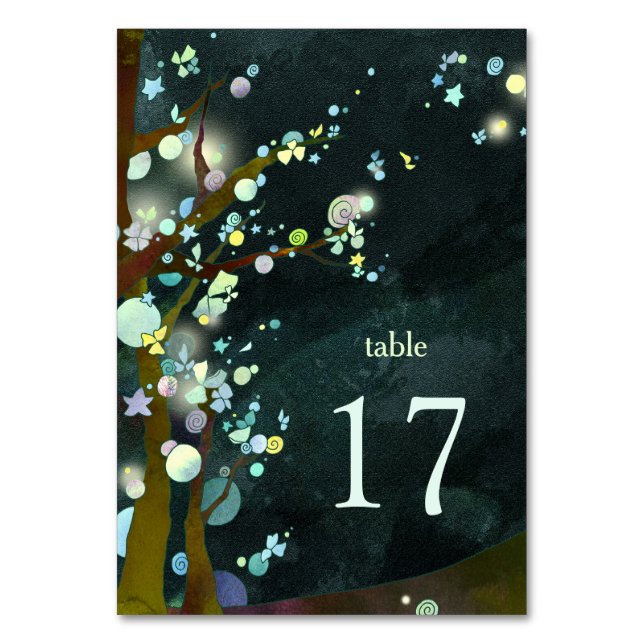 Rustic Forest Green Wedding Table Number Card (Front)