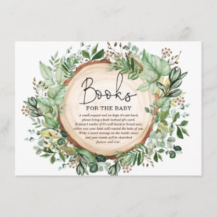 Rustic Forest Greenery Neutral Books for Baby Enclosure Card