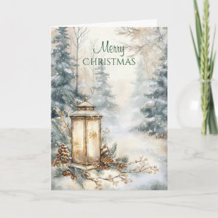 Rustic Forest Lanturn Christmas Card