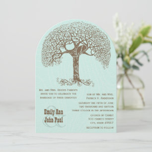 Rustic Forest Love Birds Sitting in a Tree Wedding Invitation