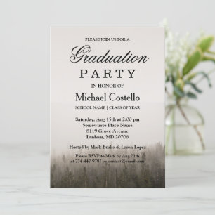 Rustic Forest Misty Landscape Graduation Party Invitation