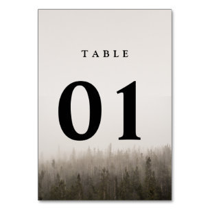 Rustic Forest Misty Landscape Wedding Table Number