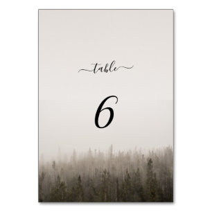 Rustic Forest Misty Landscape Wedding Table Number