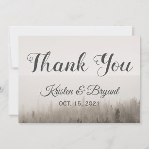 Rustic Forest Misty Landscape Wedding Thank You Card