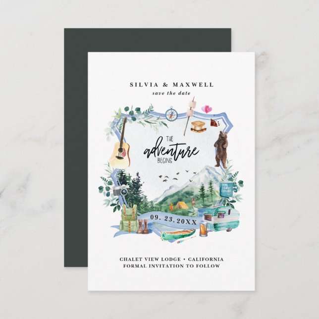 Rustic Forest Mountain | Camping Wedding Crest (Front/Back)