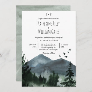 Rustic Forest Mountain Wedding Invitation