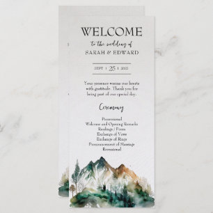 Rustic Forest Mountain Wedding Program