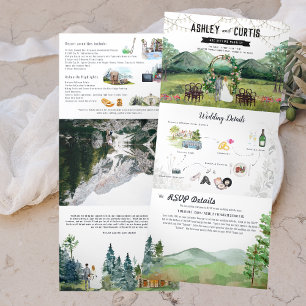 Rustic Forest Mountain Wedding Tri-Fold Invitation