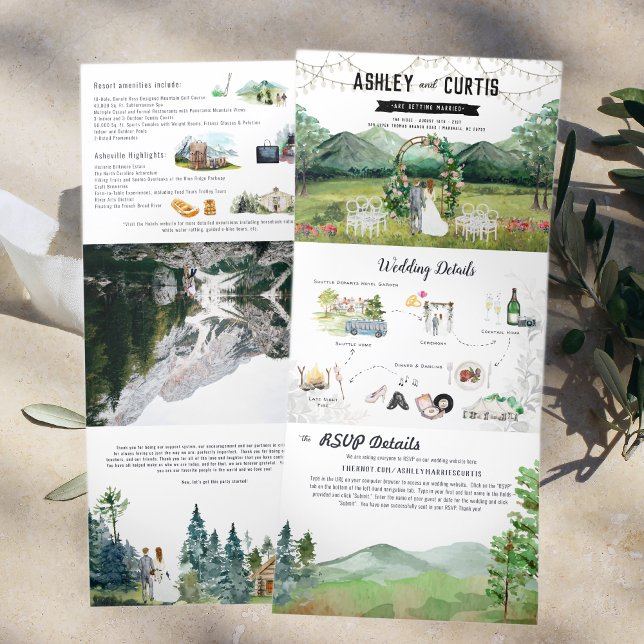 Rustic Forest Mountain Wedding Tri-Fold Invitation (Creator Uploaded)