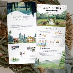Rustic Forest Mountain Wedding Tri-Fold Invitation