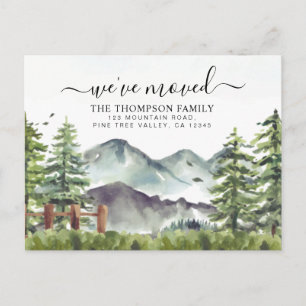 Rustic Forest Mountain We've Moved New Home Moving Announcement Postcard