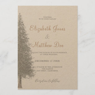 Rustic Forest Mountain Winter Pine Tree Wedding Invitation