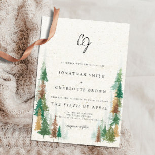 Rustic Forest & Mountains Monogram Wedding Invitation