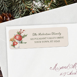 Rustic Forest Mushrooms Christmas Return Address