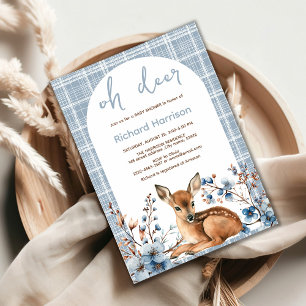 Rustic forest Oh deer cute baby shower invitation