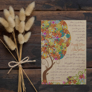 Rustic Forest Patchwork Floral Colourful Tree Invitation