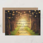 Rustic Forest Path String Lights Wedding Kraft Invitation<br><div class="desc">Rustic Forest Path with String Lights Wedding Kraft Invitation</div>