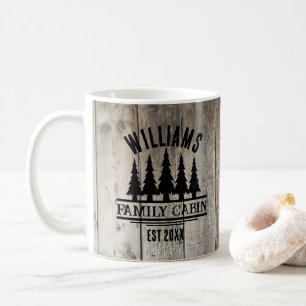 Rustic Forest Personalised Family Cabin Name Est Coffee Mug