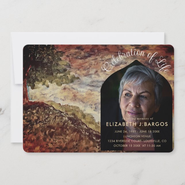 Rustic Forest Photo Celebration of Life Invitation (Front)