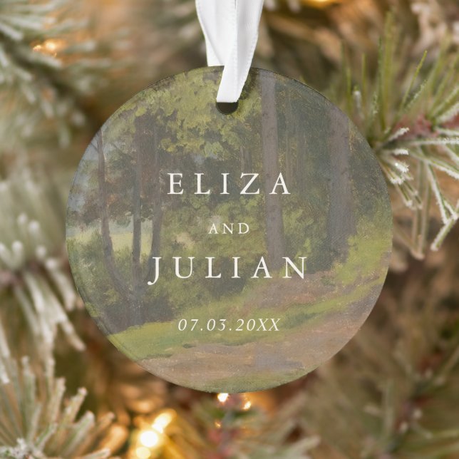 Rustic Forest Photo Elegant Wedding Ornament (Tree)