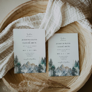 Rustic Forest Pine Mountain Wedding Invitation