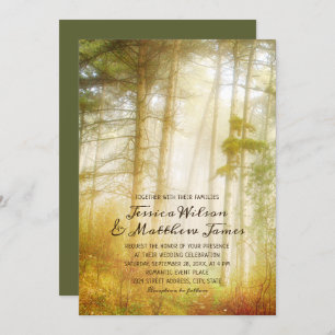 Rustic Forest Pine Trees Romantic Country Wedding Invitation
