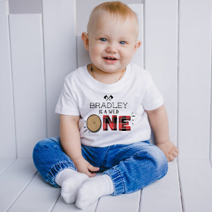 Rustic Forest Plaid Lumberjack Boys 1st Birthday Baby T-Shirt