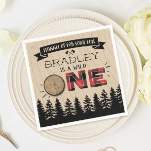 Rustic Forest Plaid Lumberjack Boys 1st Birthday Napkin