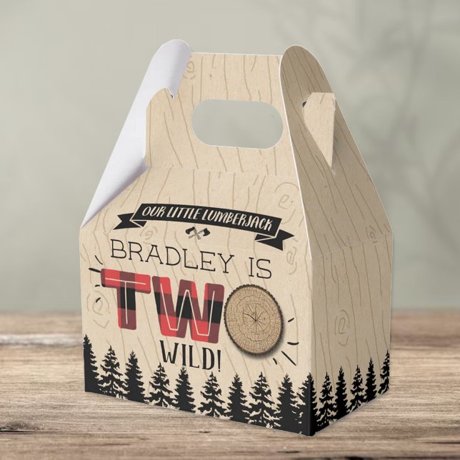 Rustic Forest Plaid Lumberjack Boys 2nd Birthday Favour Box (Creator Uploaded)