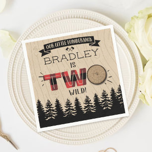 Rustic Forest Plaid Lumberjack Boys 2nd Birthday Napkin