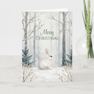Rustic Forest Rabbit Christmas Card