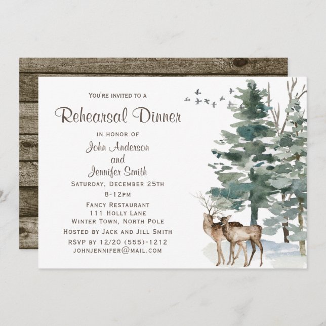 Rustic Forest Rehearsal Dinner Invitation (Front/Back)