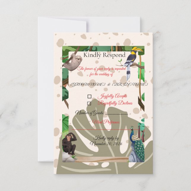 Rustic Forest Reply Insert RSVP Card (Front)