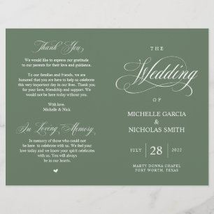 Rustic Forest Sage Green, Foldable Wedding Program