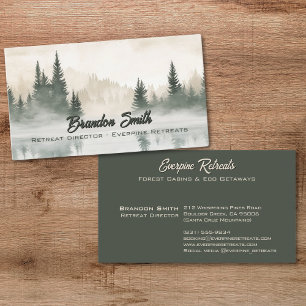 Rustic forest watercolor glamping host business card