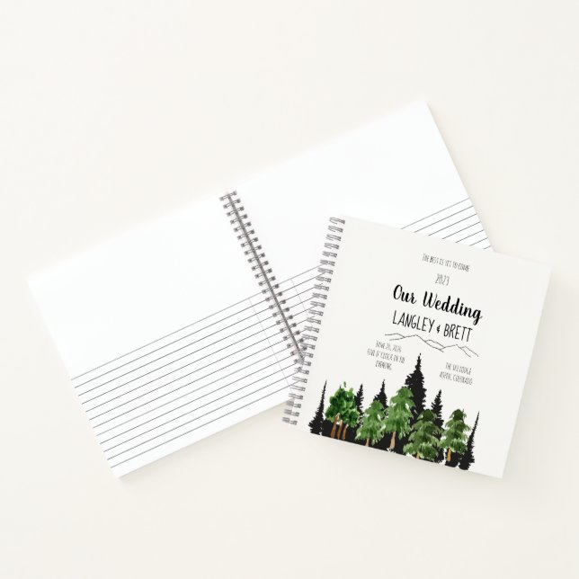 Rustic Forest Watercolor Wedding Planner Notebook (Inside)