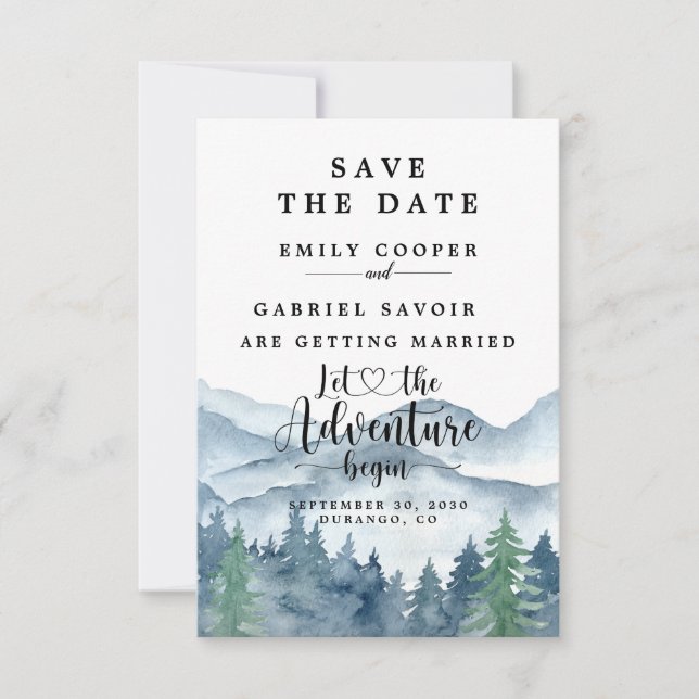 Rustic Forest Watercolor Wedding  Save The Date (Front)