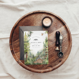 Rustic Forest Waterfall Wedding Save the Date