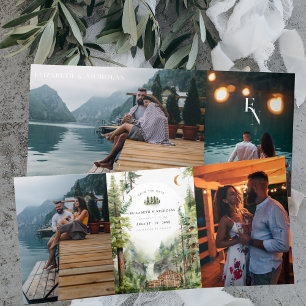 Rustic Forest Waterfall Wedding Save the Date Tri-Fold Invitation