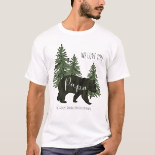 Rustic Forest We Love You Papa Bear Grandchildren T-Shirt