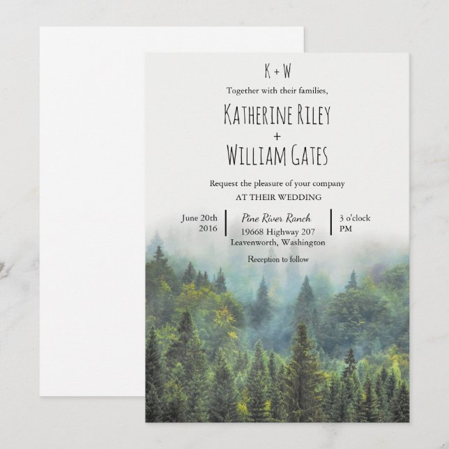 Rustic Forest Wedding Invitation (Front/Back)