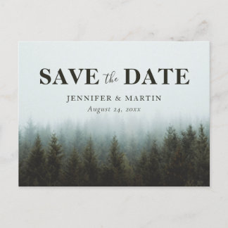 Rustic Forest Wedding Save The Date Postcard