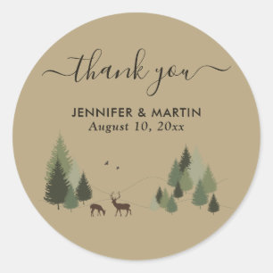 Rustic Forest Wedding Stickers Buck and Doe