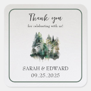 Rustic Forest Wedding Thank You Stickers