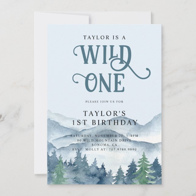 Rustic Forest Wild One 1st Birthday Invitation (Front)