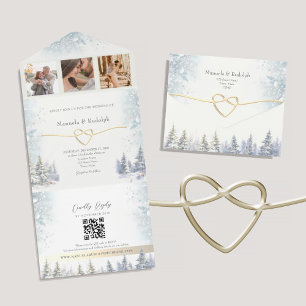 Rustic Forest Winter Wedding All In One Invitation