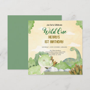 Rustic Forest Woodland Animals Wild One Birthday Invitation